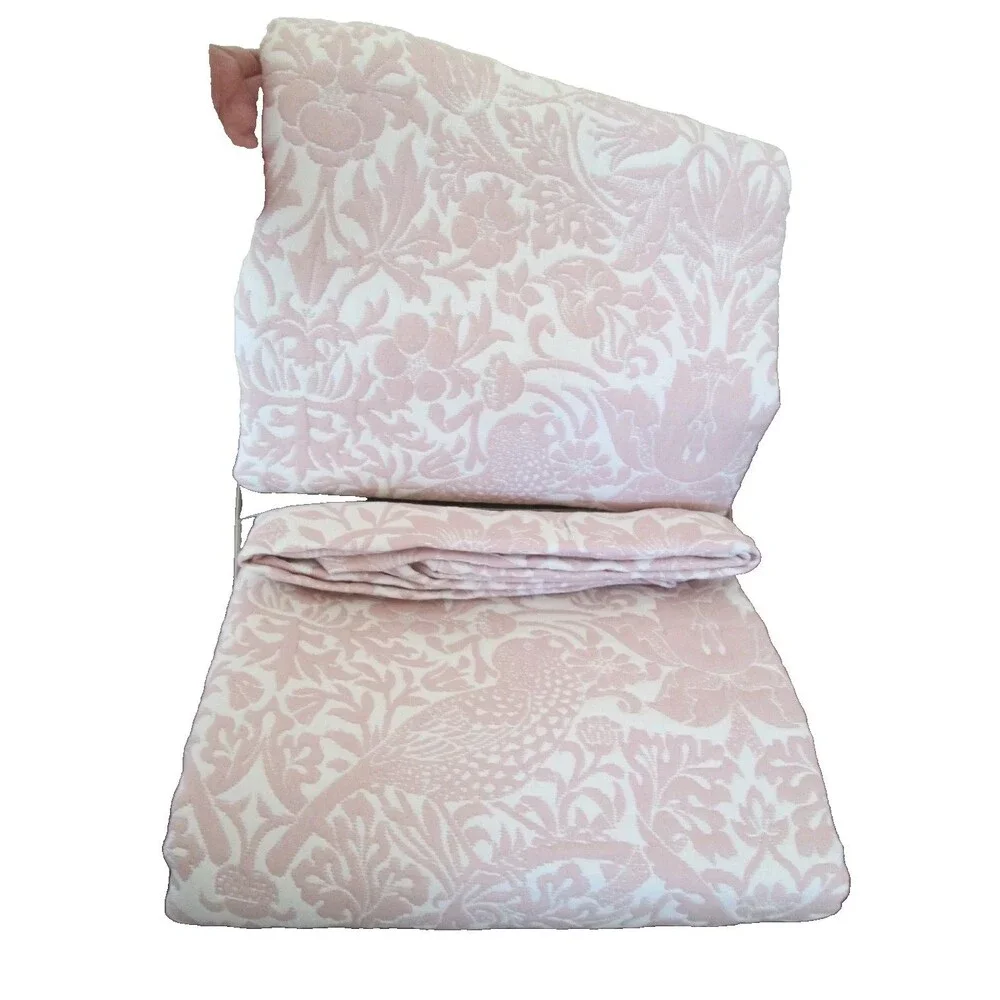 NEW William Morris & Co STRAWBERRY THIEF Floral Shower Curtain Blush Pink White